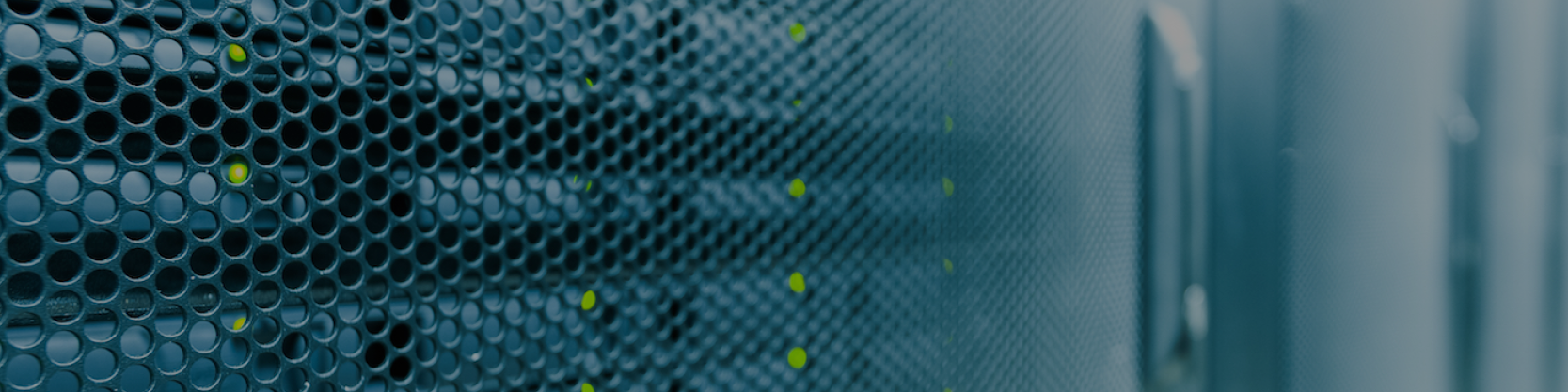 Closeup of computer equipment in data center